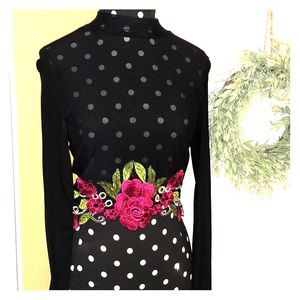 Sheer nylon crop top with floral details